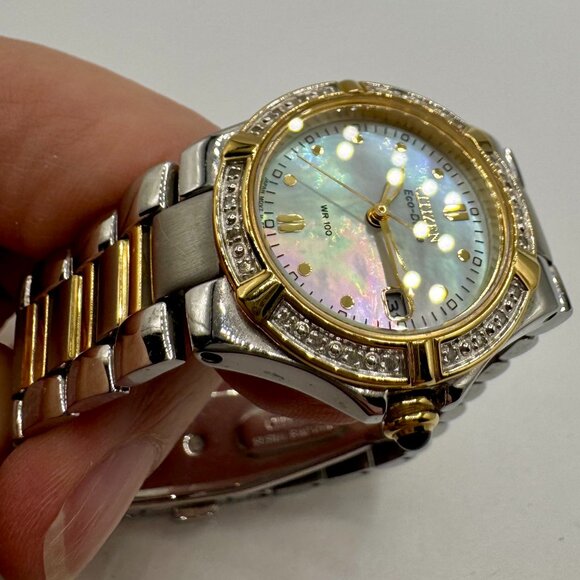 CITIZEN WOMEN'S ECO-DRIVE SILHOUETTE two tone GOLD WATCH - Picture 1 of 3